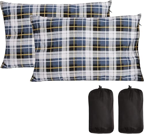 Vista 23 de REDCAMP Almohada pequeña de camping ligera y comprimible, 2 almohadas de viaje de franela con funda de almohada extraíble Paquete de 2 unidades más