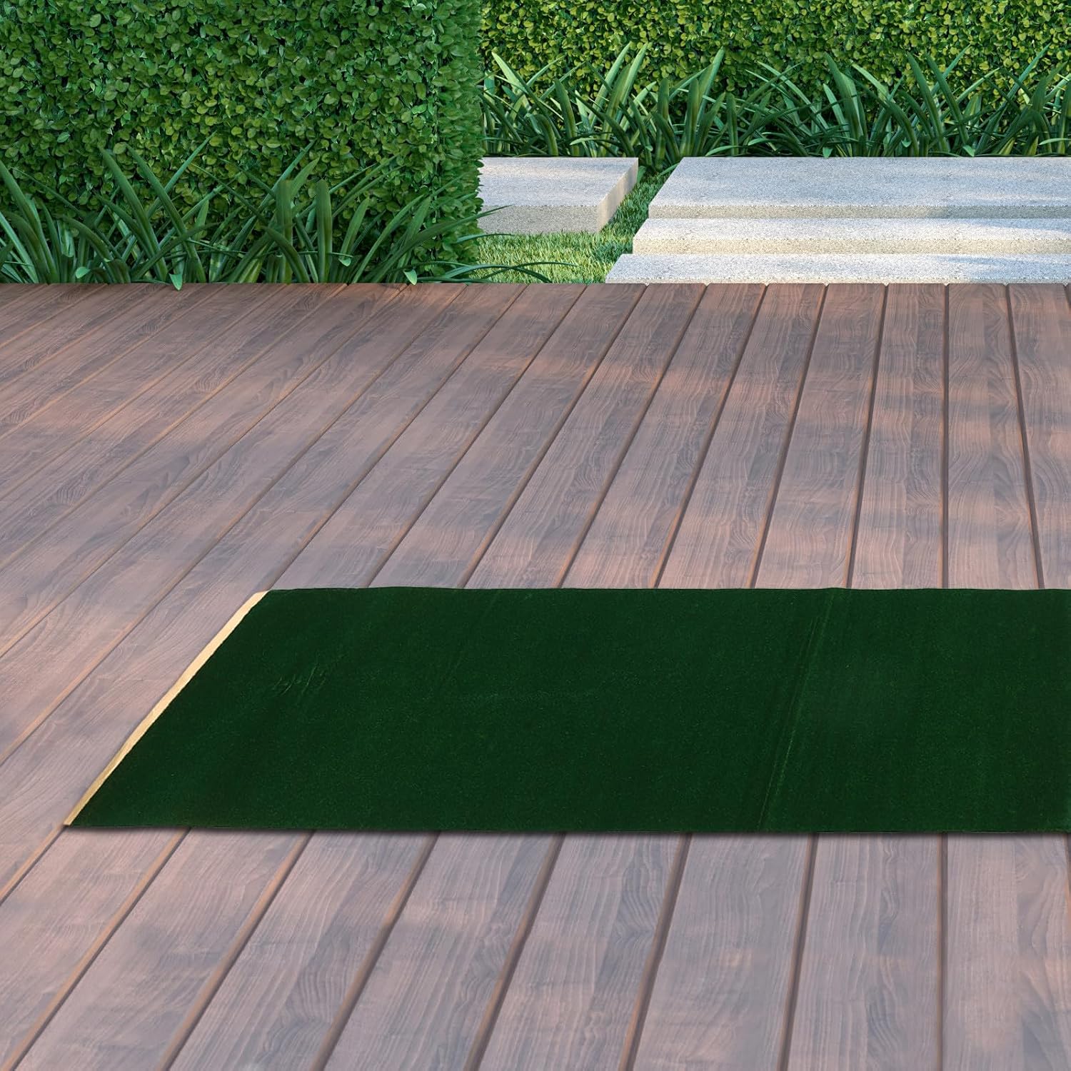 Realistic Artificial Grass Rug with High-Density Simulated Turf Structure 39x14 Inches and Uv-Resistant Fibers, Soft Green Plastic and Nylon Carpet for Gardens and Yards