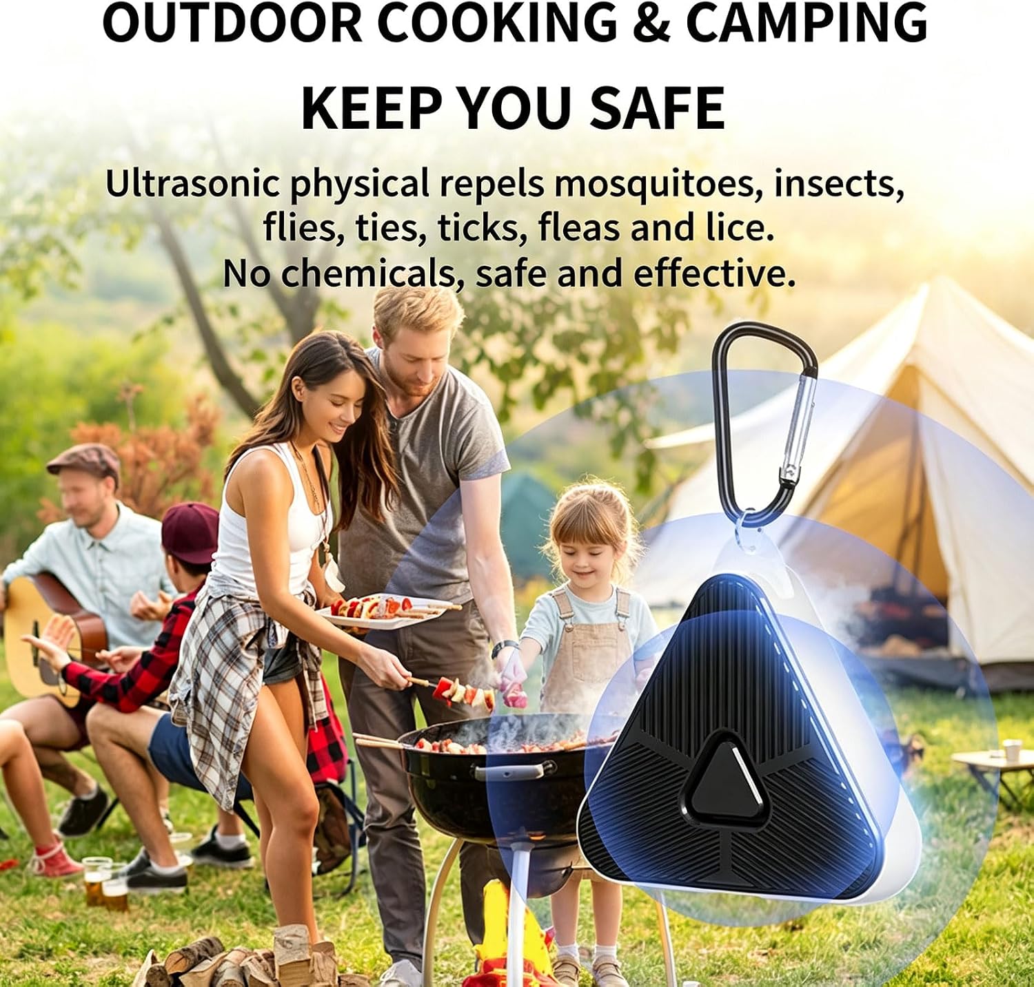 Portable Pulse Tick Repellent Device, USB-C Rechargeable Ultrasonic Tick Repellent Device, Lightweight Clip-On for Camping, Fishing, Outdoor & Hiking Pet Use，Black - 2Pcs image 5