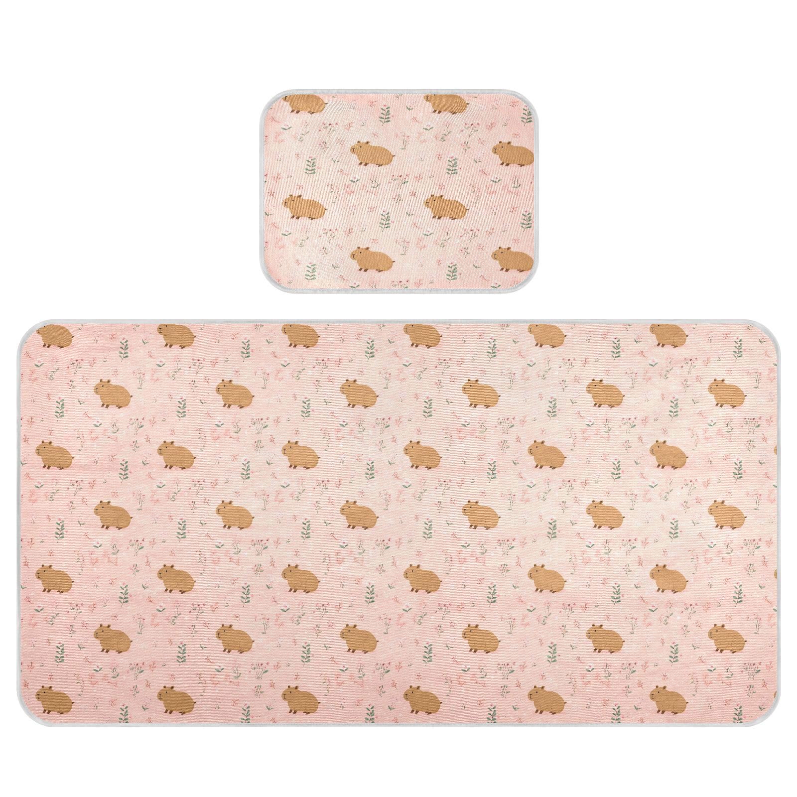 Bolaz Summer Sleeping Bed Pad, Cute Capybara Cooling Mattress Set Breathable Bed Mat Ice Silk Mat + Pillow Cover for Toddler Boys Girls