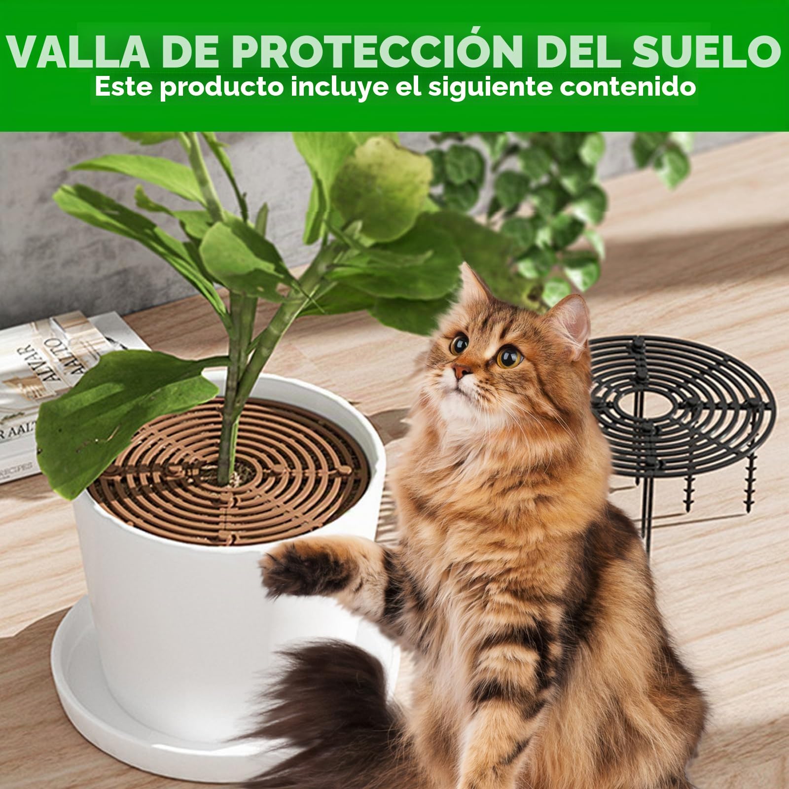 6 rejillas protectoras redondas para plantas, 30 cm, rejilla para macetas, protección para gatos y niños, cubierta para macetas (negro y marrón)