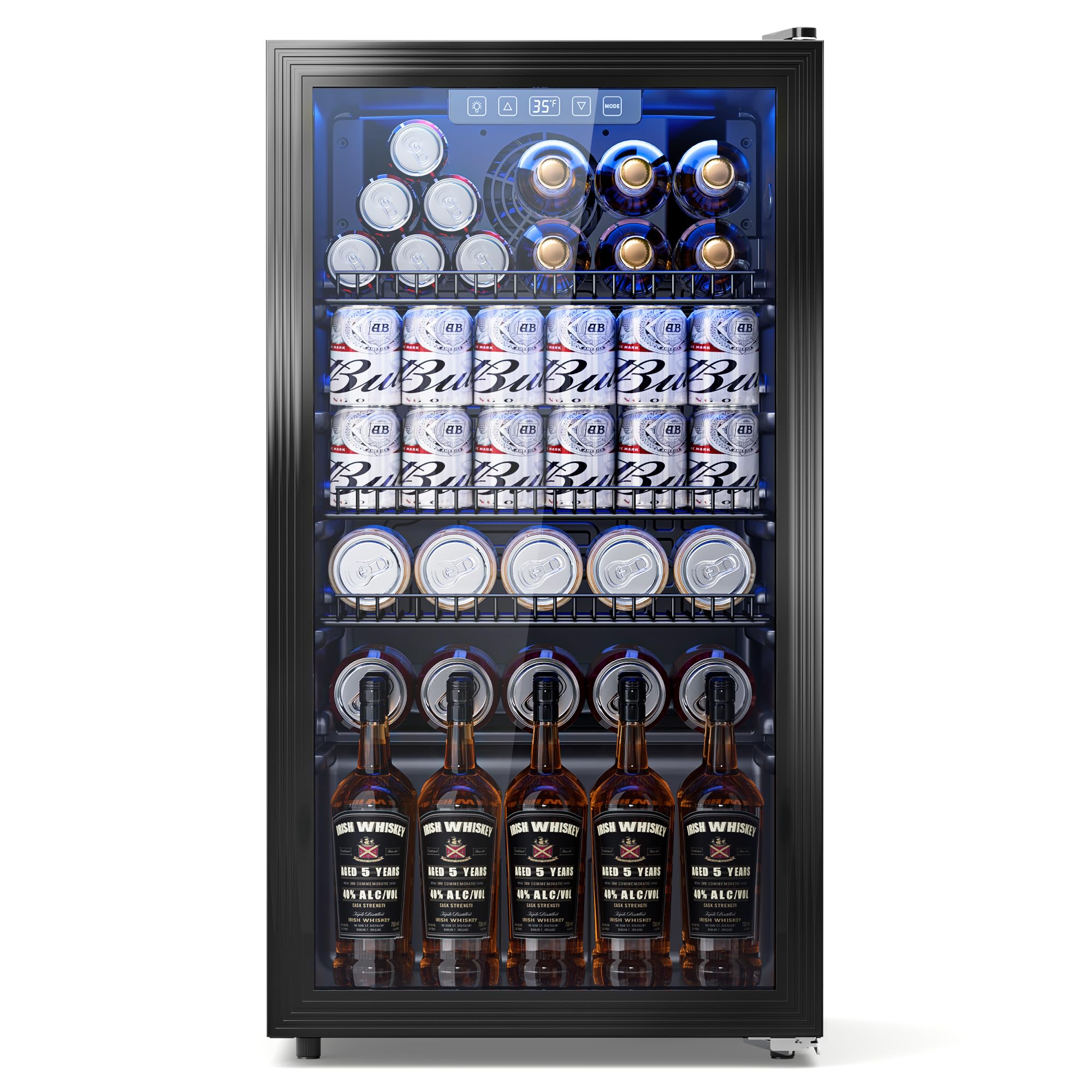 Tehanld Beverage Fridge, 130 Can Mini Fridge With Glass Door