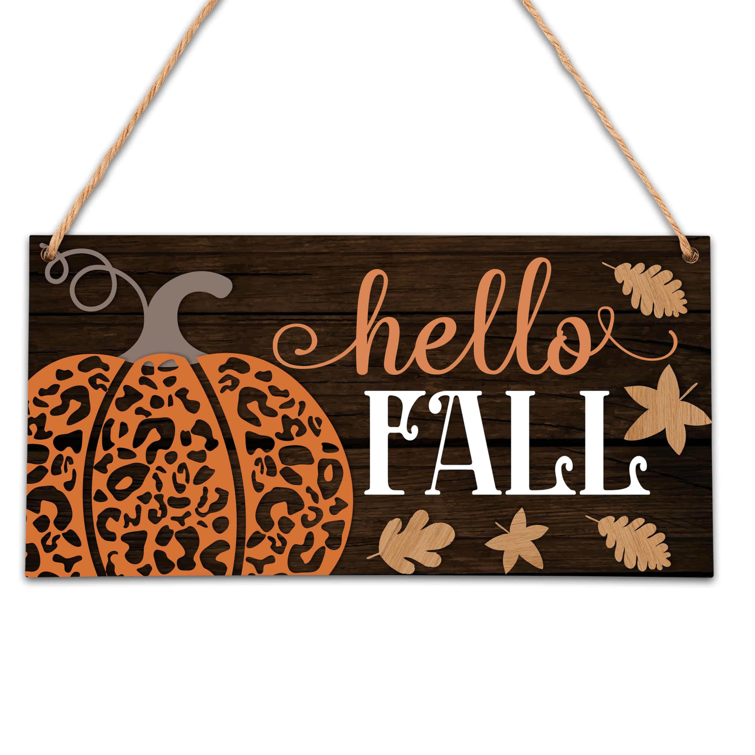 Welcome Sign for Front Door, Hello Fall Wooden Hanging Sign, Thanksgiving Door Decorations for Indoor Outdoor Home Garden Porch Window - A03