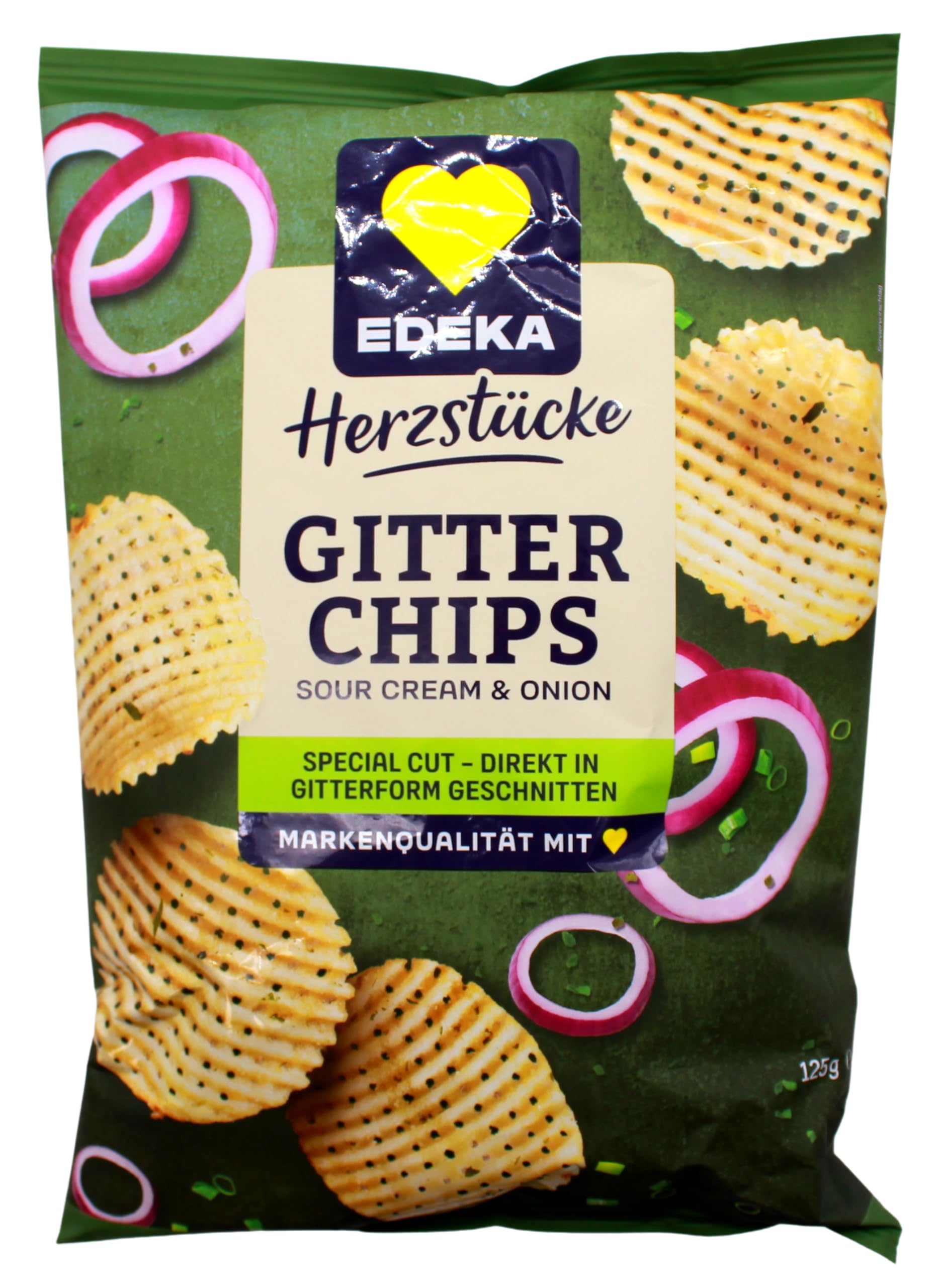 Herzstücke Gitter Chips Sour Cream & Onion, 24er Pack (24 x 125g)