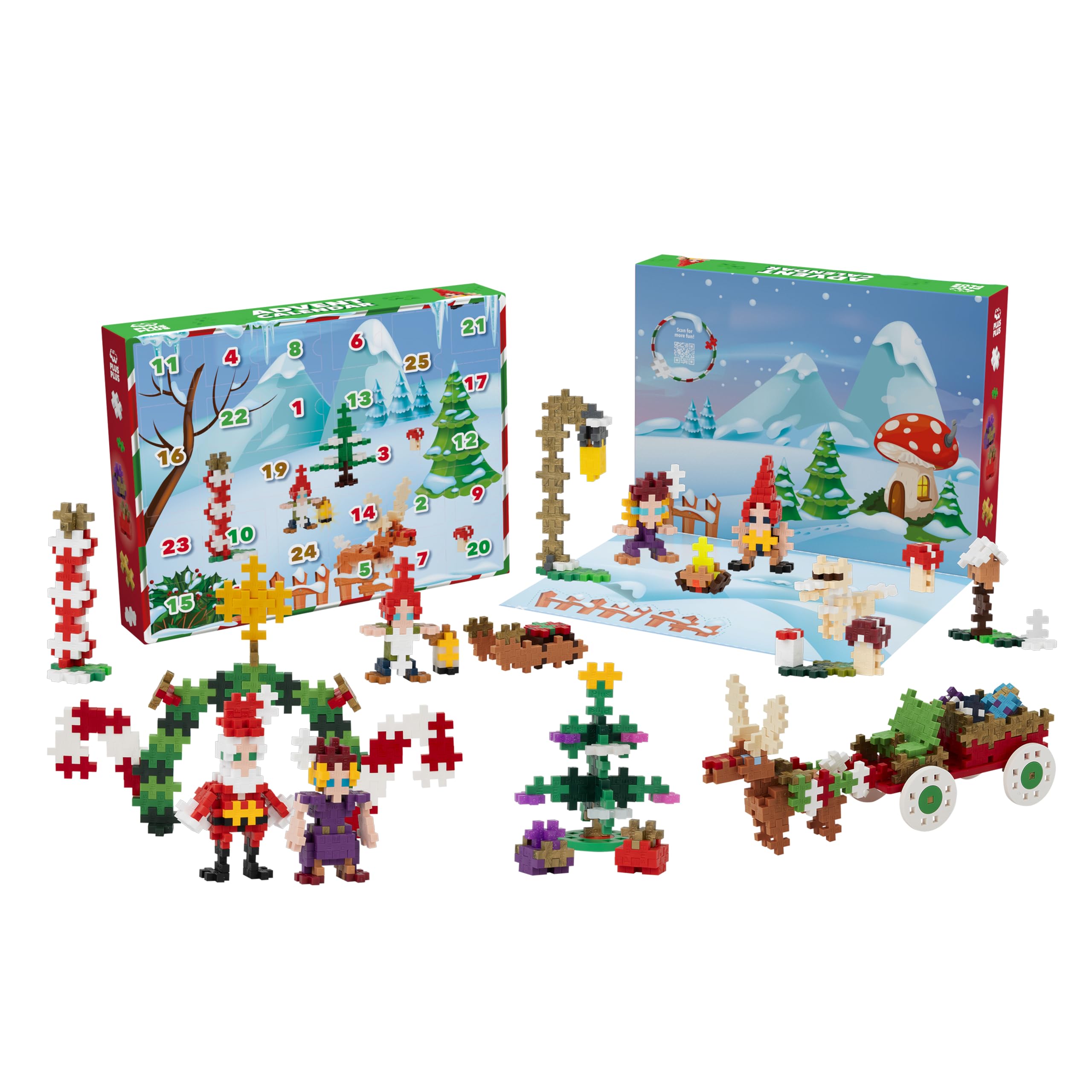 Plus Plus - Calendrier de l'Avent 2024 avec 25 Cadeaux Surprises, Contient 600 pièces - Jeu de Construction - Cadeau de Noël pour Garçons, Filles, Enfants dès 5 Ans