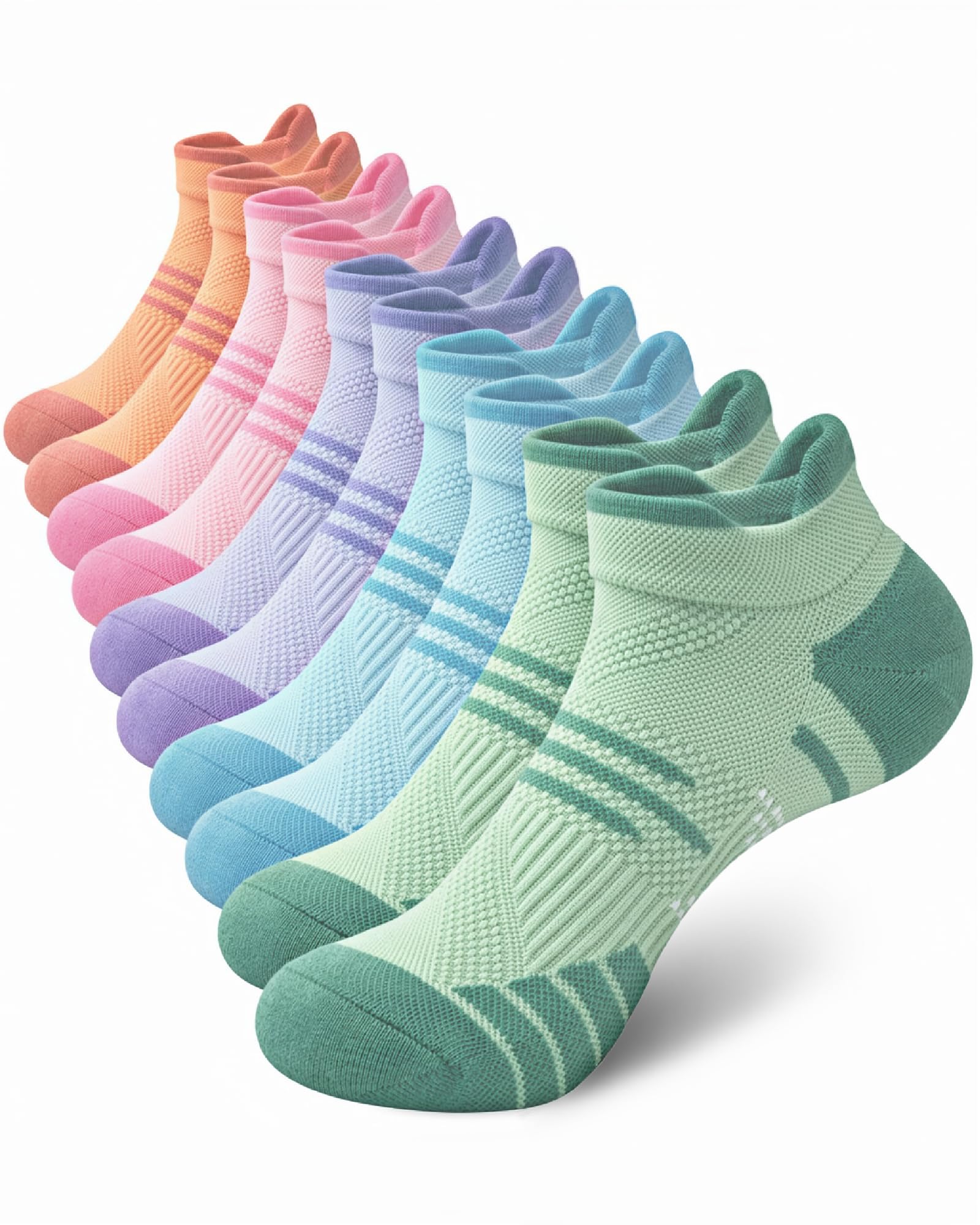 5 Pairs Ankle Socks for Women, Cotton Cushioned Running Socks Womens