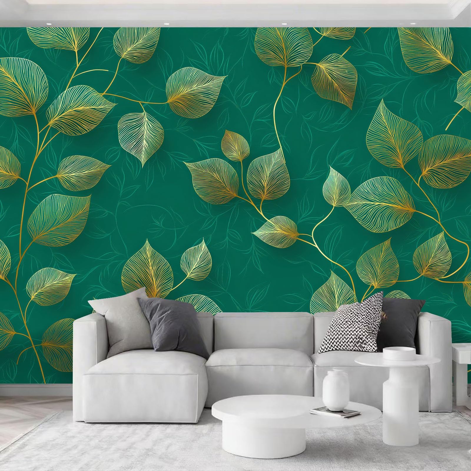 Tapeta z włókniny ze złotymi liniami dla chłopców i dziewczynek, 500 x 280 cm, fototapety, do pokoju dziecięcego, salonu, sypialni, tapeta na flizelinie, tapeta ścienna, efekt 3D, zielony