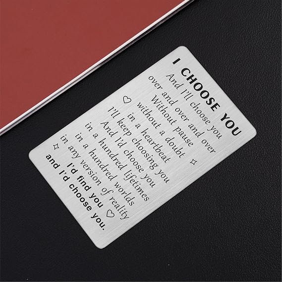 TANWIH I Choose You Wallet Card, Fathers Day Cards for Him, Wedding Gifts for Groom from Bride, Fiance Gifts for Him, To My Husband On Our Wedding Day, I Love You Card for Men, Engagement