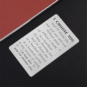 TANWIH I Choose You Wallet Card, Fathers Day Cards for Him, Wedding Gifts for Groom from Bride, Fiance Gifts for Him, To My Husband On Our Wedding Day, I Love You Card for Men, Engagement