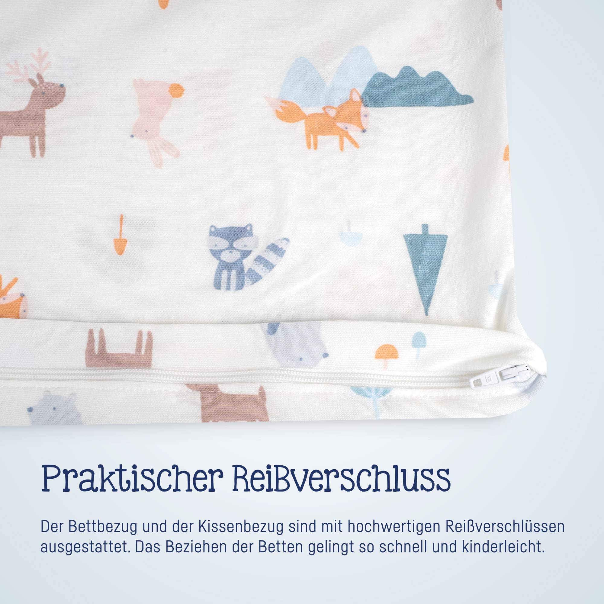 Julius Zöllner Jersey - pościel dziecięca 100 x 135 + 40 x 60 cm, 2-częściowy zestaw poszewek na kołdrę i poszewki na poduszkę, 100% bawełna dżersejowa, z zamkiem błyskawicznym, Standard 100 by