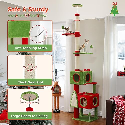 Miniatura 54 de PEQULTI Árbol de gato de 53 pulgadas para gatos de interior, condominio grande, postes rascadores de sisal, hamaca y perca, diseño de cactus fresco