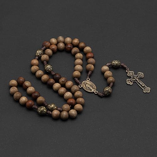 Miniatura 3 de Intercession Rosario de madera maciza hecho a mano Nuestro Padre Sagrado Corazón (Sagrado Corazón - Nogal), Madera