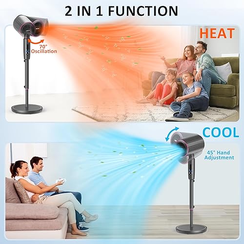 Miniatura 5 de NBtoUS Combo de ventilador de calentador 2 en 1 de 1600 W, calentador de espacio de 40.7 pulgadas con ventilador de circulación de aire, suministro