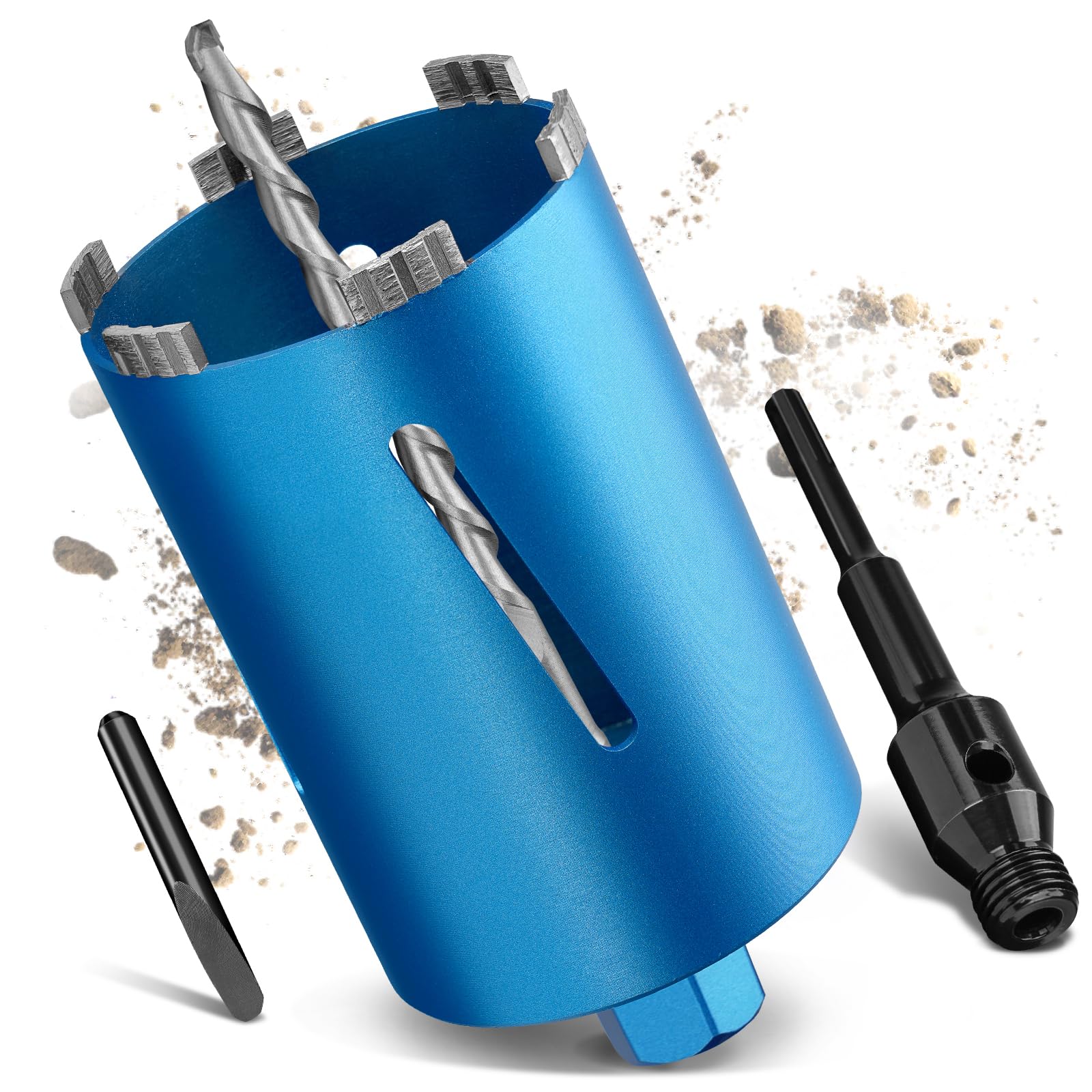 M22 - Punta per trapano a umido e asciutto, lunghezza 200 mm, diametro 102 mm, con adattatore SDS Plus, segmento da 10 mm, corona diamantata Turbo per trapano a nucleo, per calcestruzzo, cemento