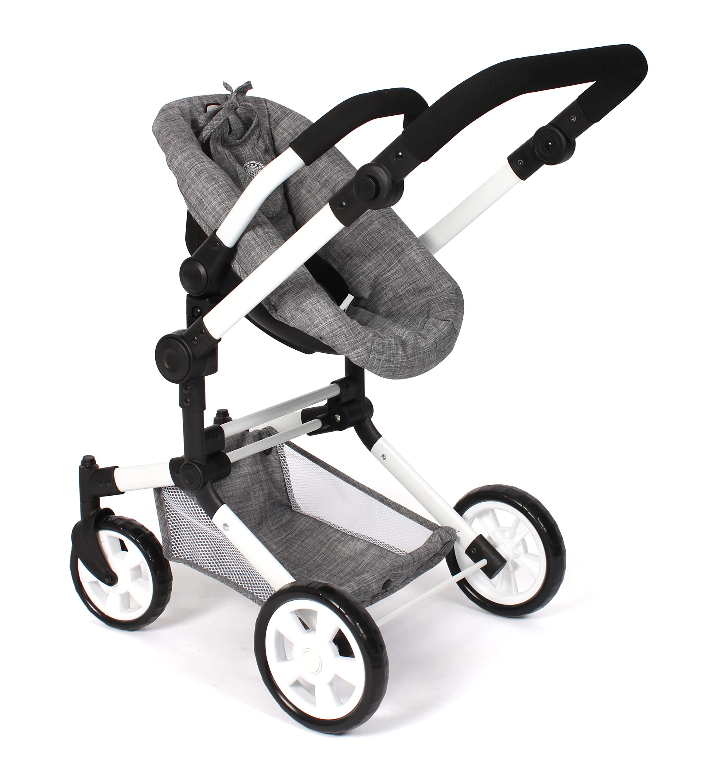 Bayer Chic 2000 Poussette poupée 3 en 1 Linus Pliable réglable | Set 3 en 1 avec nacelle transformable et siège auto, poignée réglable de 47 à 78 cm.