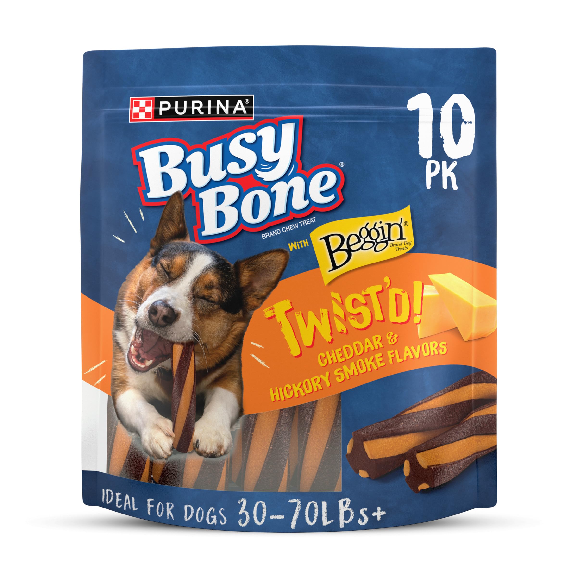 Purina Busy with Beggin’ Twist’d Cheddar and Hickory Smoke Flavors Adult Dog Treat - 10 ct. Pouch