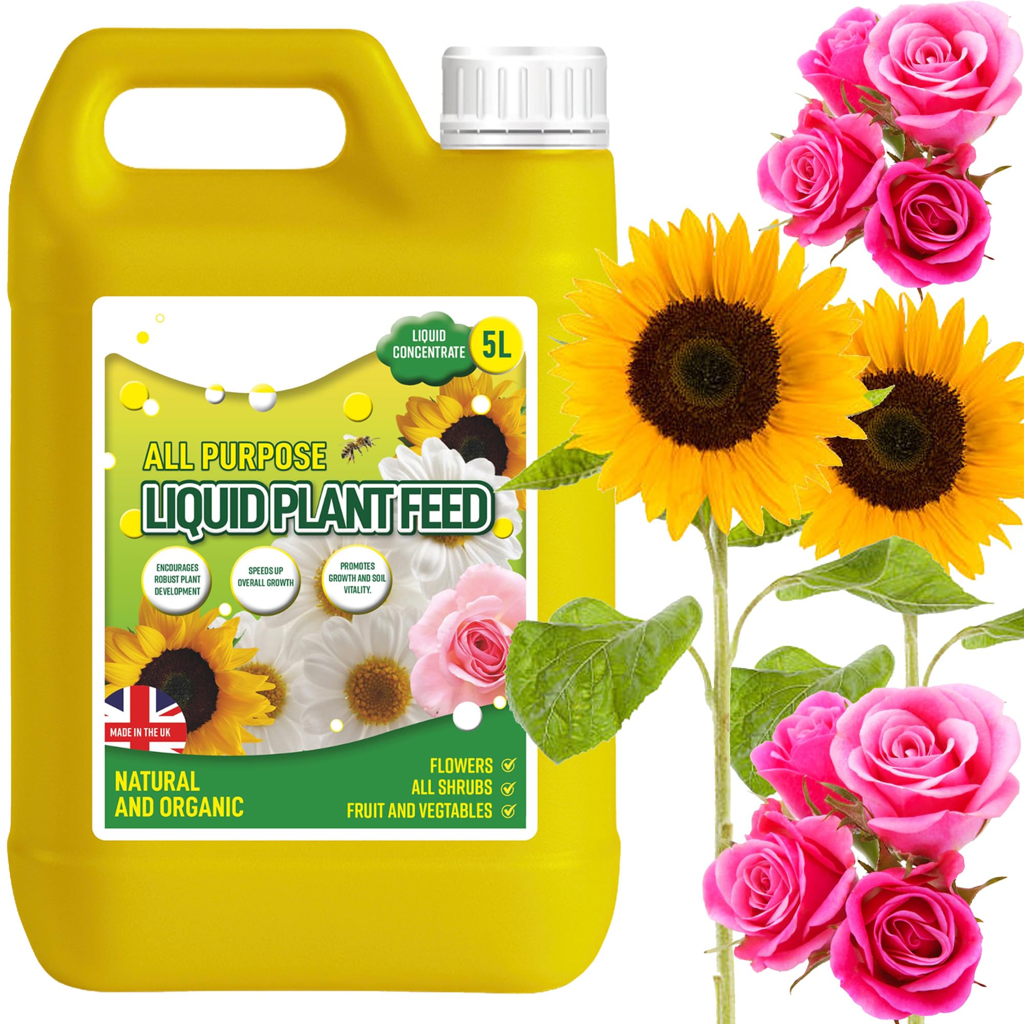 5L All Purpose Concentrated Liquid Plant Feed Promotes Growth & Soil Vitality Flowers, Shrubs, Fruit & Vegetables (2)