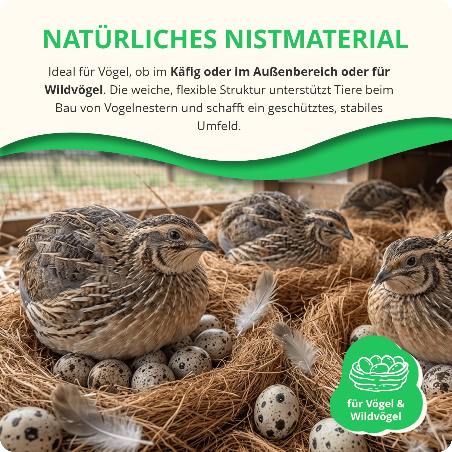 10x500g Kokosfasern als Nistmaterial für Vögel & Kleintiere | 100% natürliche Kokosfaser zum Nestbauen, für Tunnel- und Gangbau – staubarm, weich und vielseitig einsetzbar