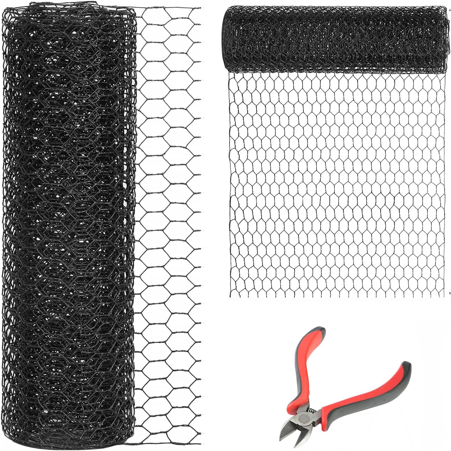 48'' x 150' Black Chicken Wire Mesh Fence, 20 Gauge Galvanized Poultry Netting and 1 inch Garden Mesh Fence Roll, Chicken Wire for Floral Arrangements/Crafts/Farm/Livestock/Pet Protection 20 gauge 48'' x 150'