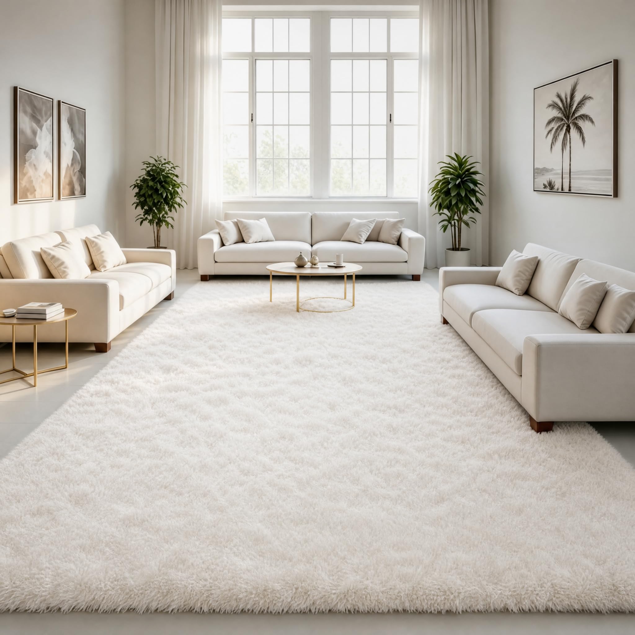 LOCHAS 8x10 Area Rugs Fluffy Living Room Carpets for Kids Bedroom, Cream