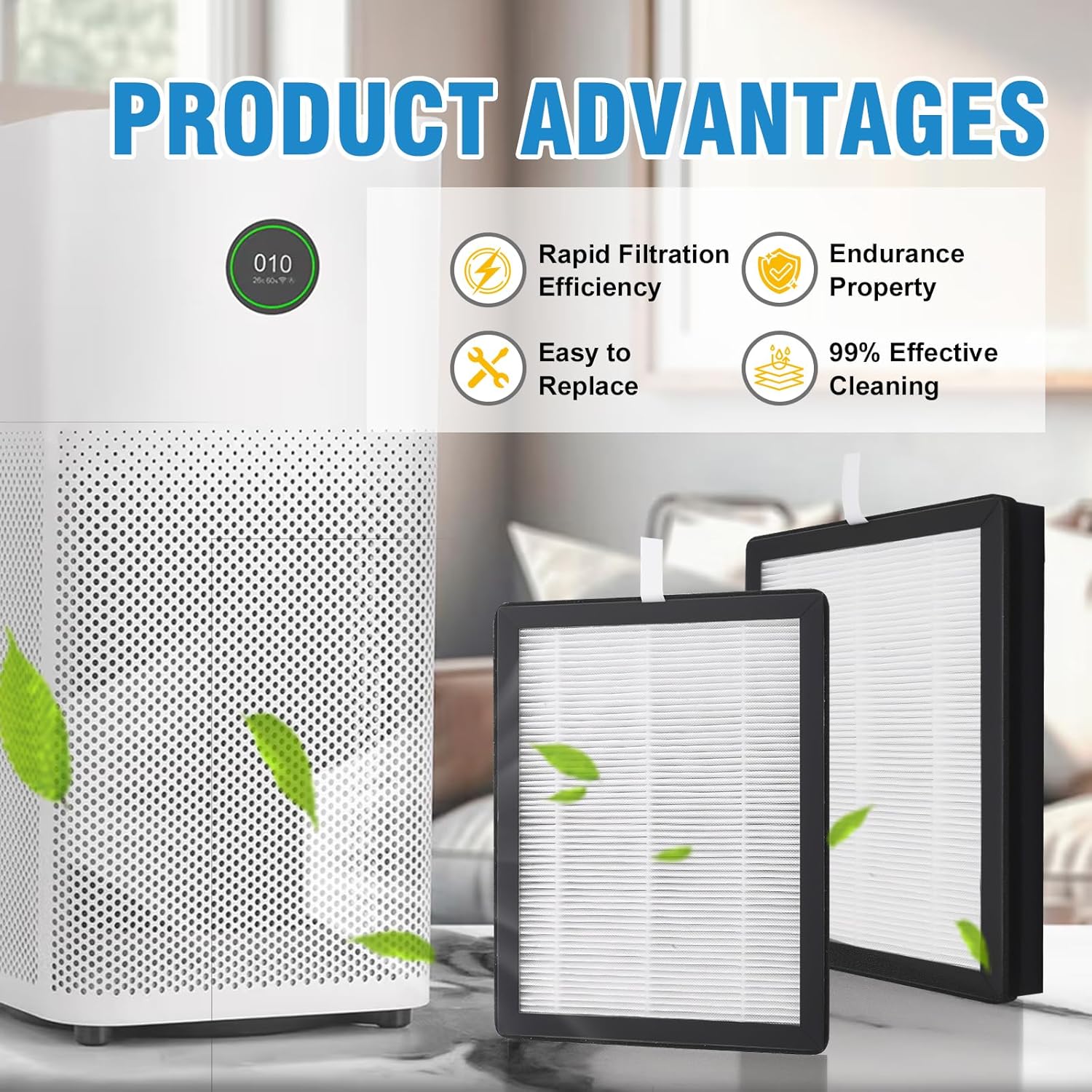 SYOWADA 2 Pack ClearAir-A5 Replacement Filter, Replacement for VEWIOR ClearAir-A5 Air Purifi-er, 3-in-1 Efficient H13 True HEPA Air Cleaner Filter