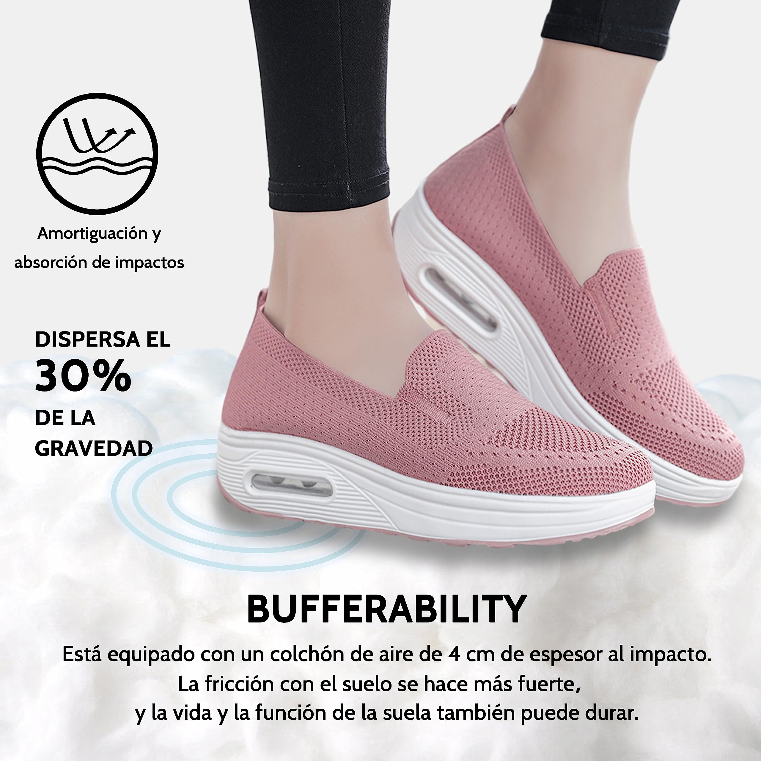 Zapatillas De Deporte Zapatos Respirado Ligero Malla Talla 35-42 Mujeres Deporte Running Zapatillas Sacudir Casual Zapatos Height-Increasing Sneaker