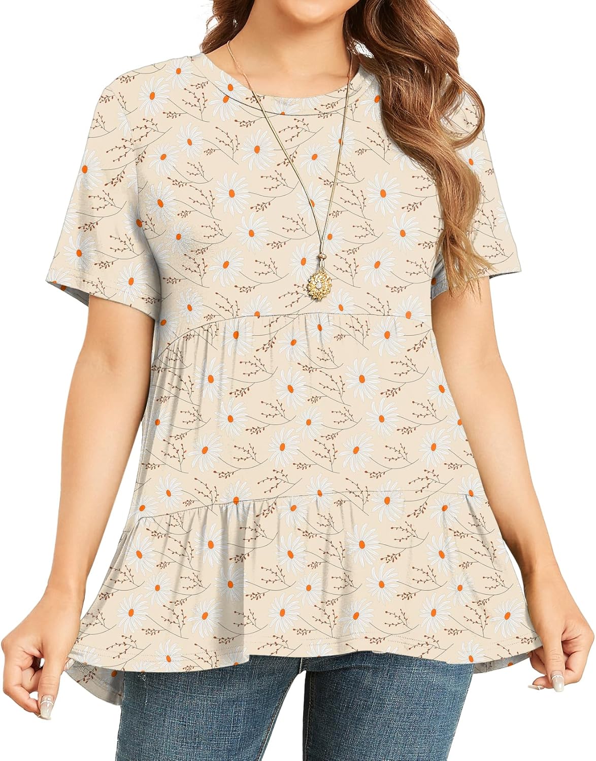 Xpenyo Women's Maternity T Shirts Short Sleeve Tiered Basic Casual Pregnancy Top - Image 4