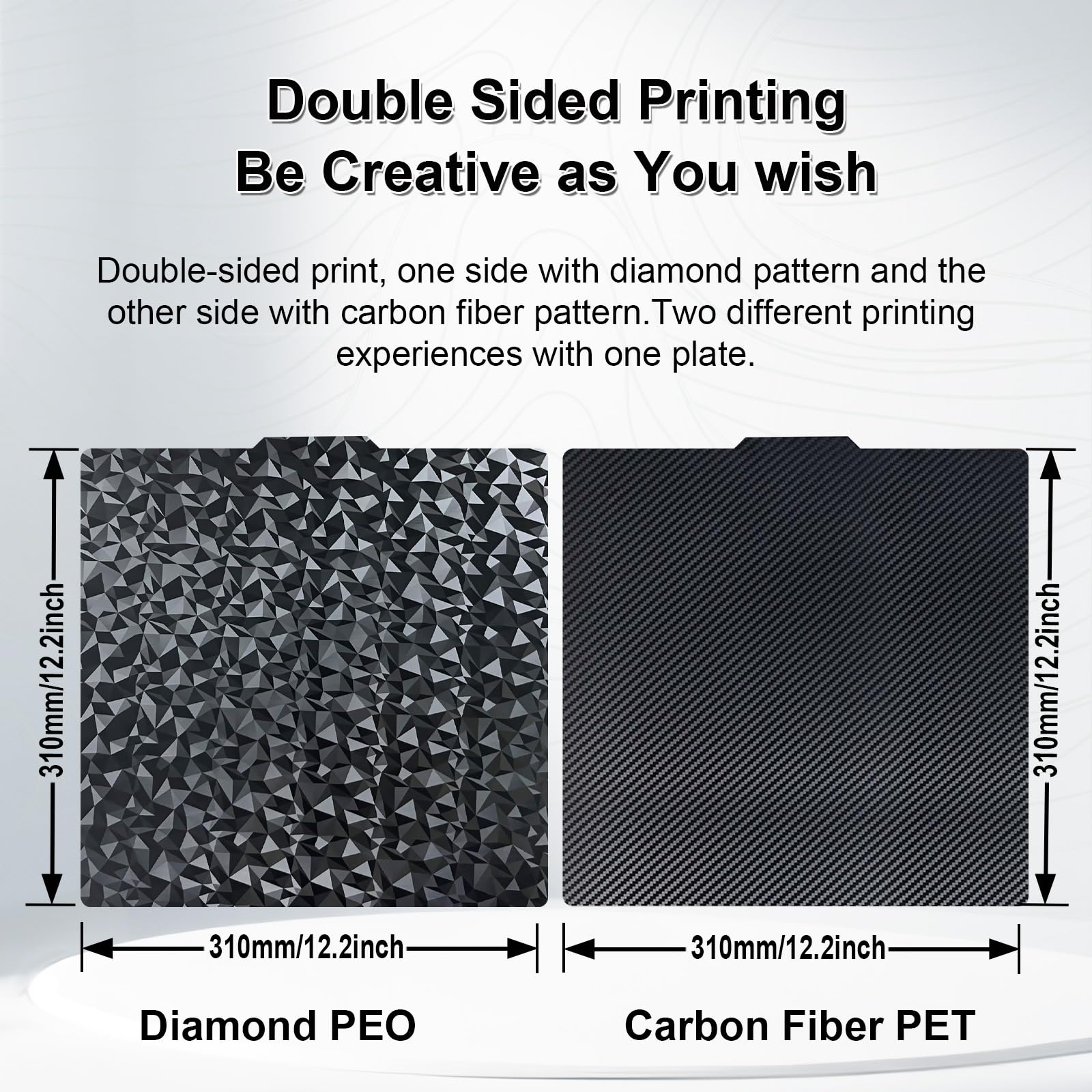 IdeaFormer Smooth PEO PET Spring Steel Piatto 310x310, Piatto di stampa flessibile in acciaio a molla PEO PET per stampante 3D per Artillery Sidewinder X1/X2, per Creality CR10/CR10 S, per Anet A8
