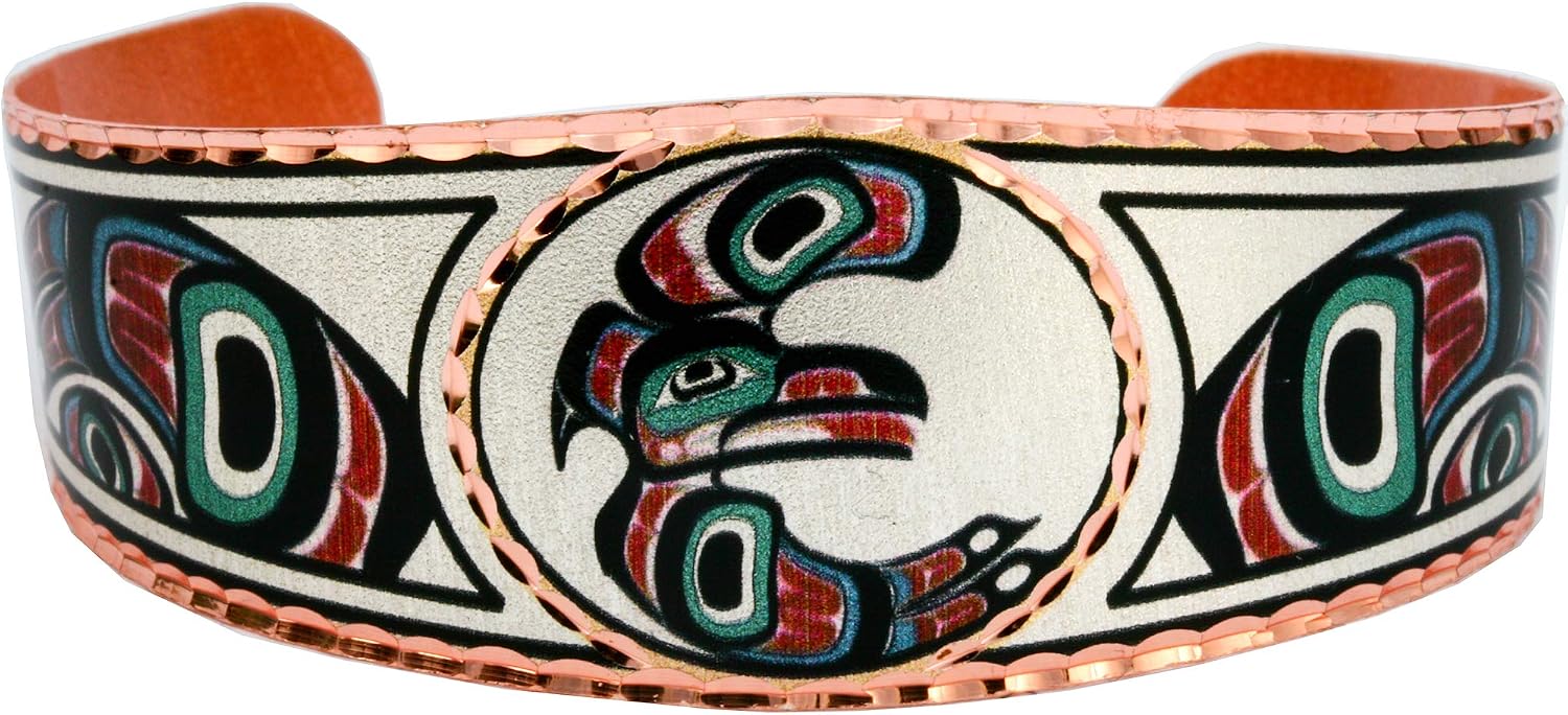 COPPER REFLECTIONS Alaska Wildlife Animal and Native Bracelets-Polar Bear/Moose/Killer Whales/Puffin Totem/Howling Wolf (NW Native Eagle)