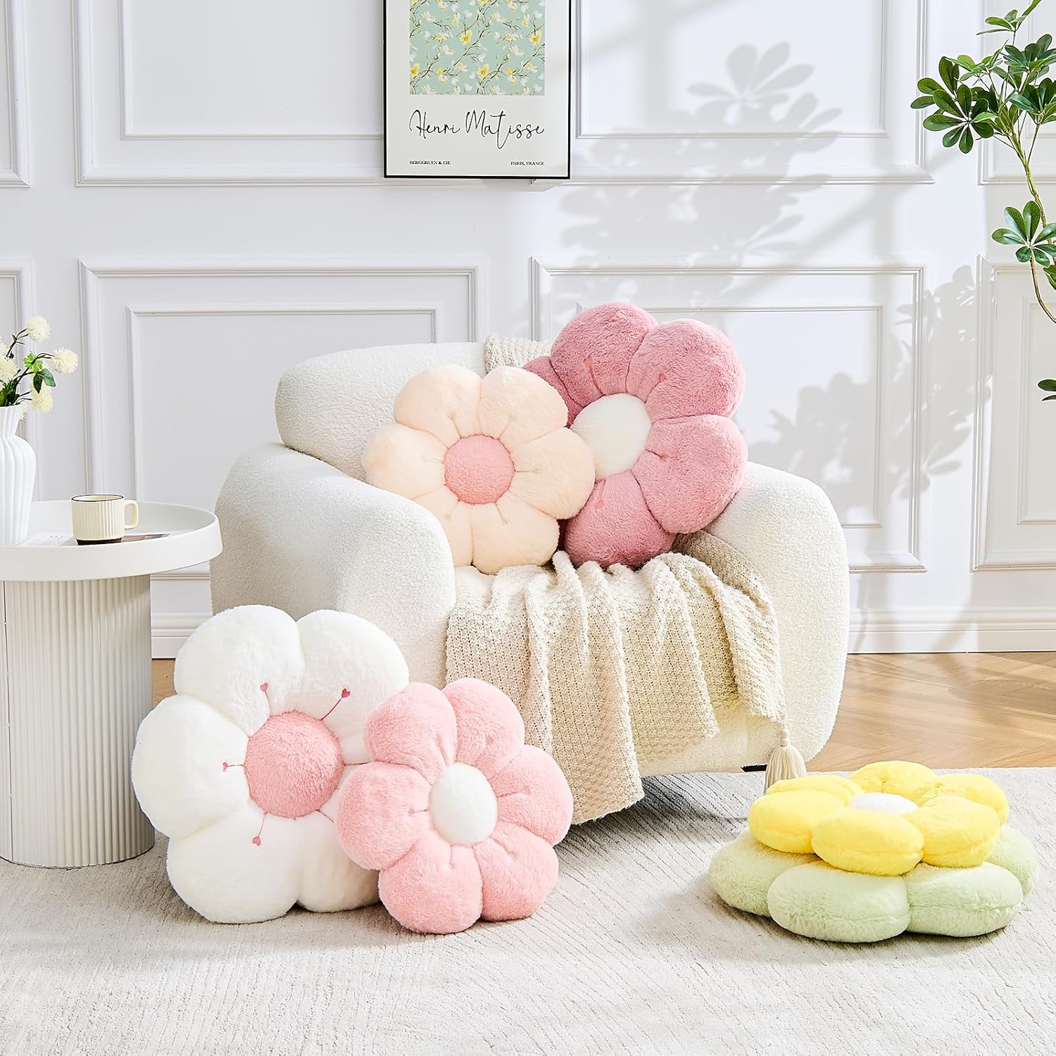 Flower Pillow Cute Flower Shaped Pillows Decorative Throw Pillows Aesthetic Home Decor Floral Daisy Cushion for Bed (Dusty Pink, 14.9 Inch) image 4