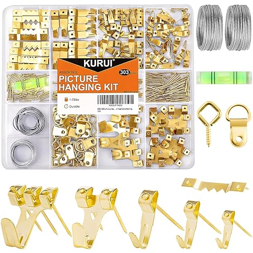 KURUI 303Pcs Picture Hanging Kit, Picture Hangers Assorted Kit with