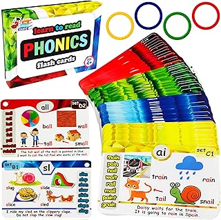 Phonics Flash Cards - Learn to Read in 20 Phonic Stages - Digraphs CVC Blends Long Vowel Sounds - Phonics Games for Kids Ages 4-8 Kindergarten First Second Grade Homeschool Educational