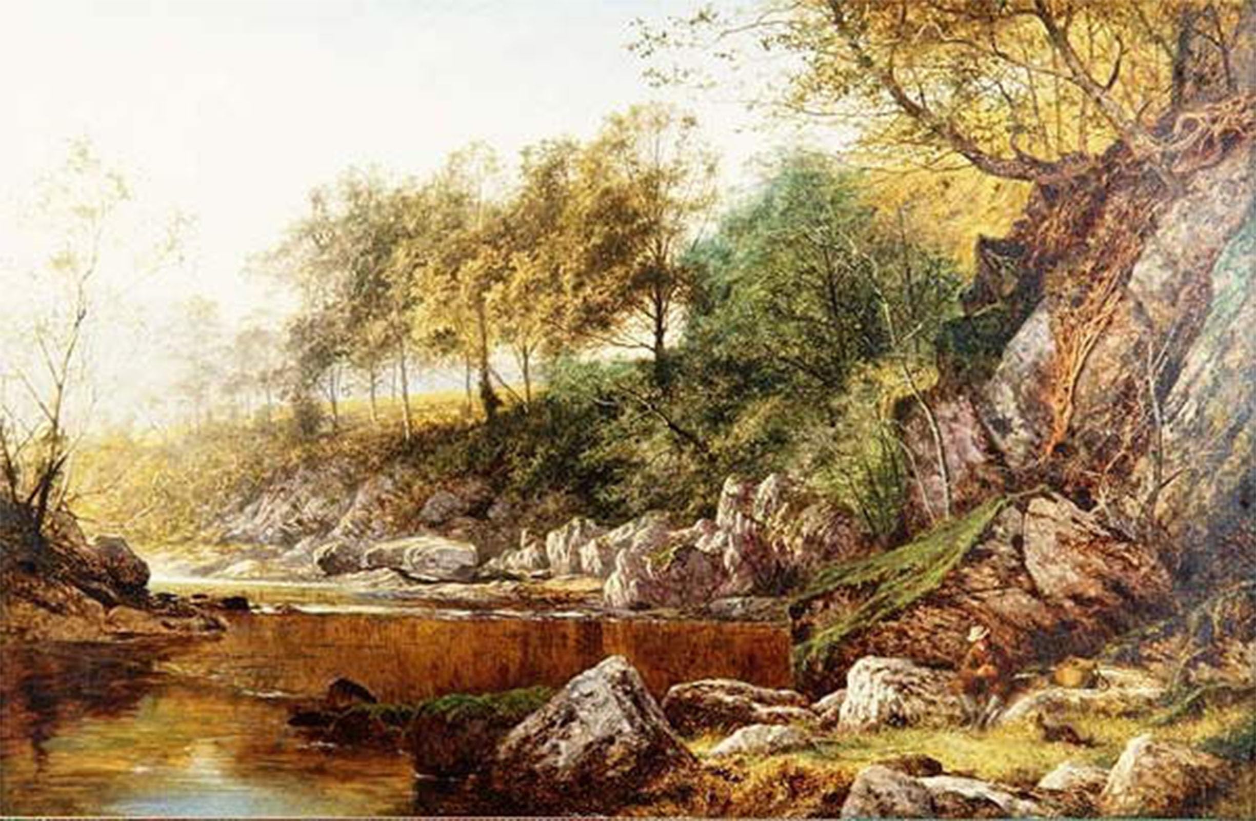 POSTERIIk Famous Animal Posters Vintage Picture on the River Conway by Benjamin Williams Leader Modern Wall Decor for Home Decor 60x90cm