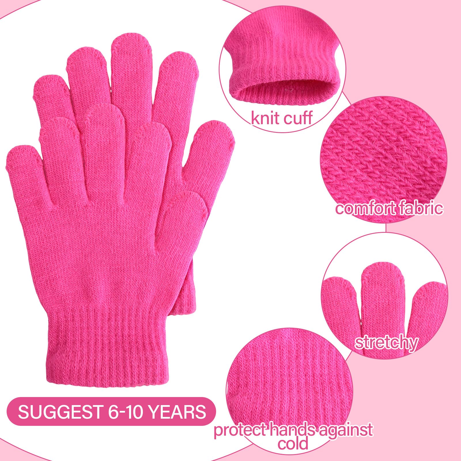 Twistover 2 Paar Kinder Warme Handschuhe Set Einschließlich Strickhandschuhe Winter Kaltes Wetter Wasserdicht Schneehandschuhe Fingerhandschuhe Winddicht Unisex Kinder Skihandschuhe für Mädchen Jungen