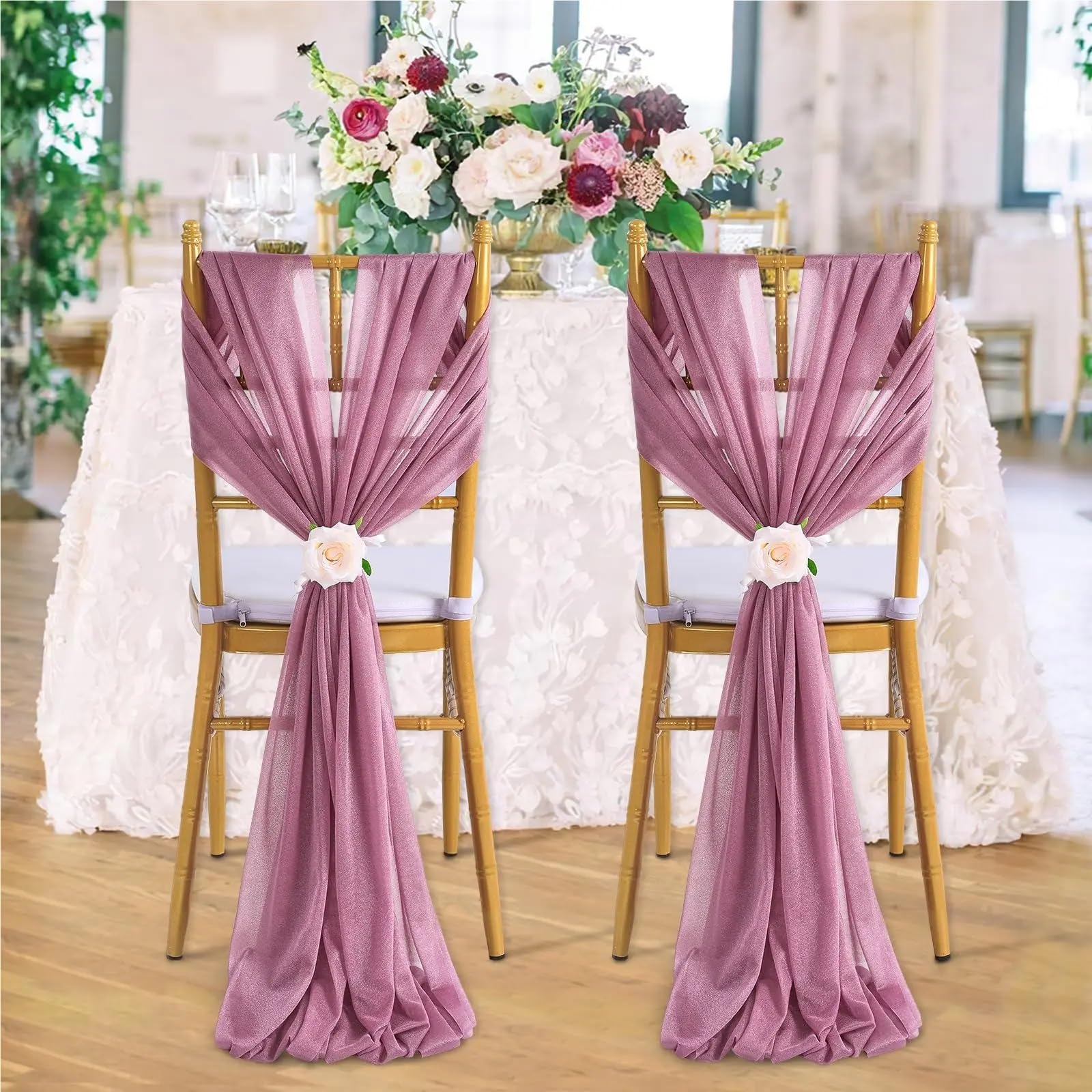 Stuhlschleife Hochzeit Set of 10 Like Chiffon Chair Sashes Wedding Decoration for Aisle Decorations Party Banquet Event Baby Shower，17x250cm Long(Dusty Gray)