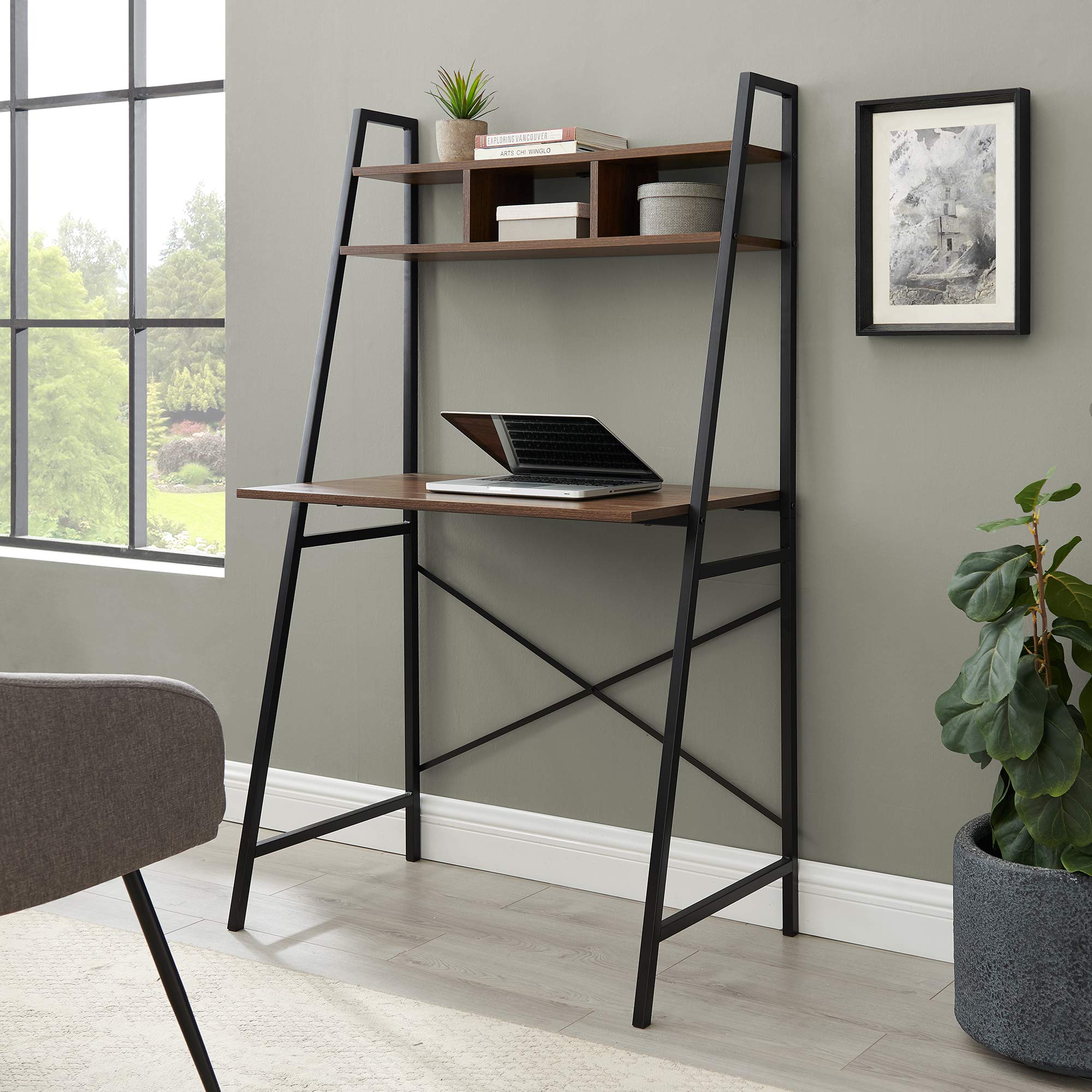 Buy Walker Edison Industrial Wood and Metal XBack Ladder Desk Home