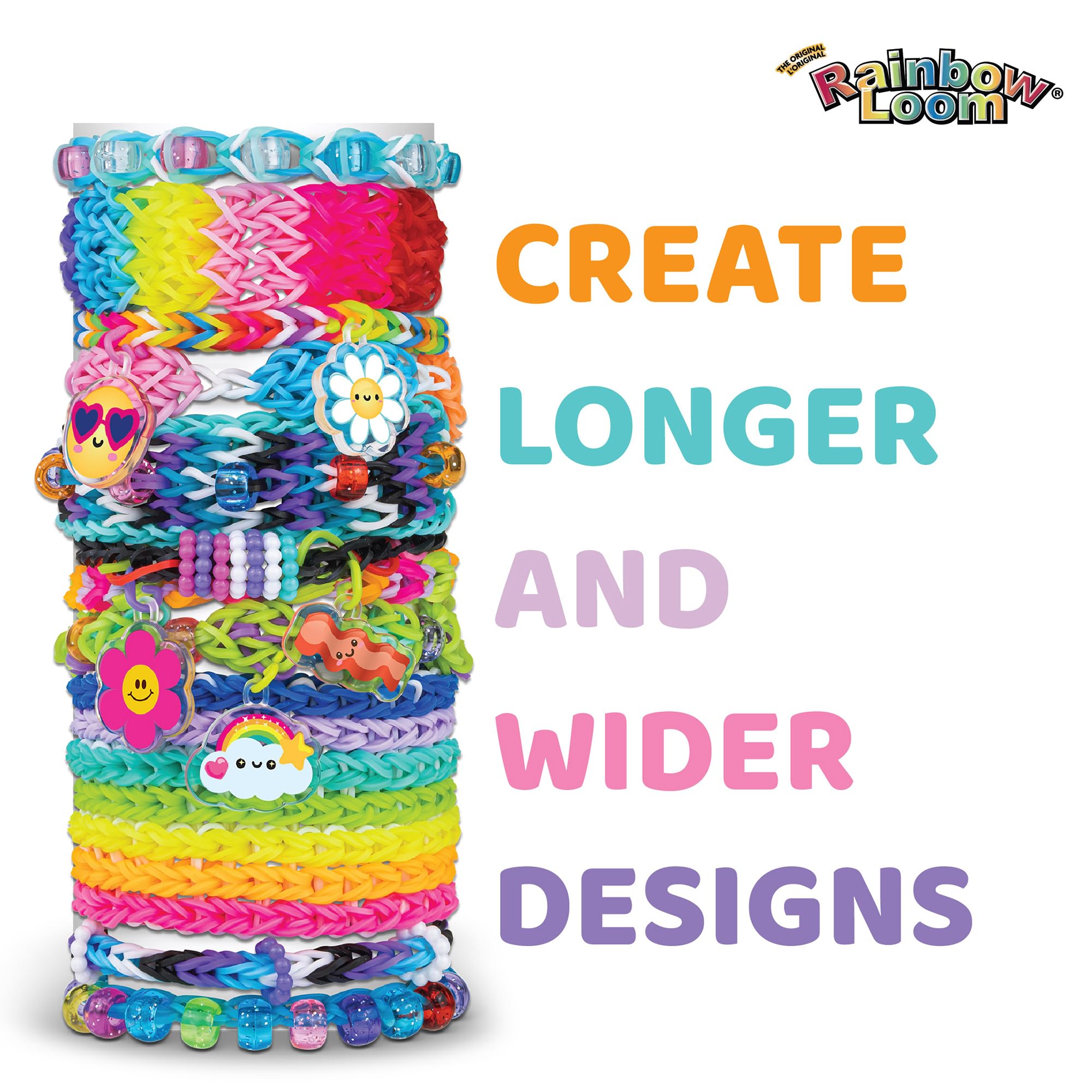 Rainbow Loom Mega Loom Duo - Set di braccialetti con 2 telai Mega Mighty, esclusivi Amazon, 3800 elastici, perline e ciondoli per bambini e adolescenti | Dispone di 2 telai Mega Mighty, 3800 bande in 12 colori, ciondoli carini per creazioni fai da te