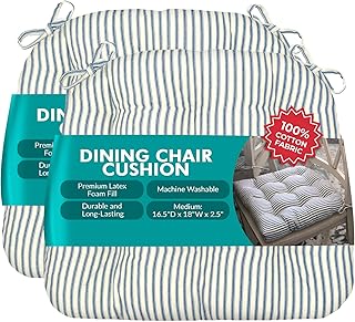 Barnett Home Decor Dining Chair Cushions, 16.5 x 18, Pack of 2 – Ticking...