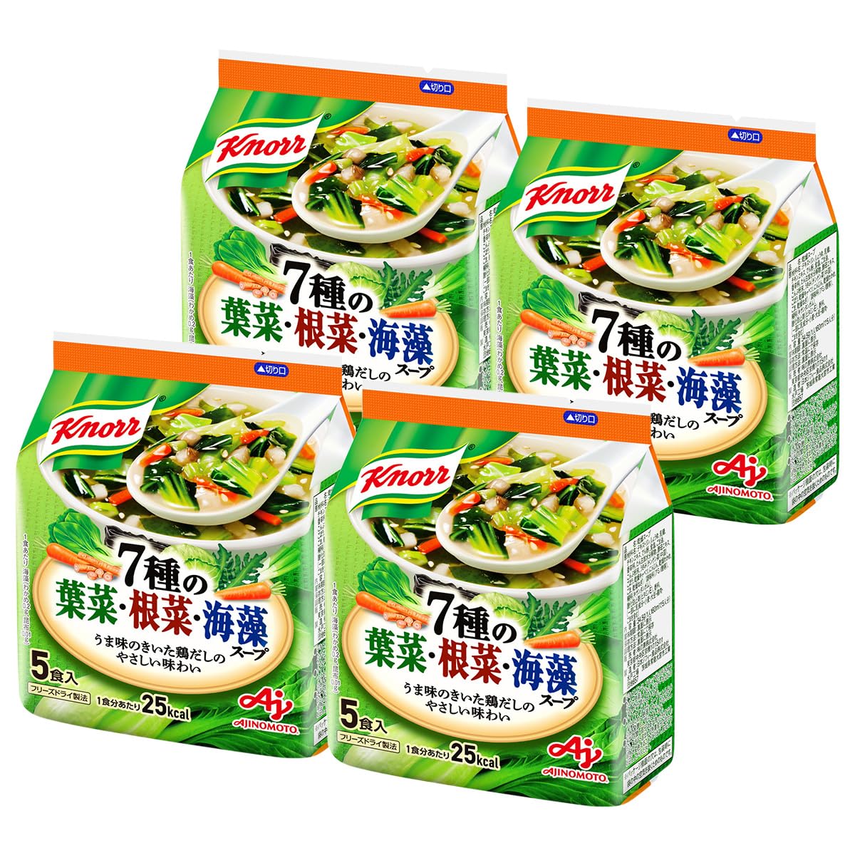 Amazon | Ajinomoto クノール 7種の葉菜・根菜・海藻スープ 5食入袋×4