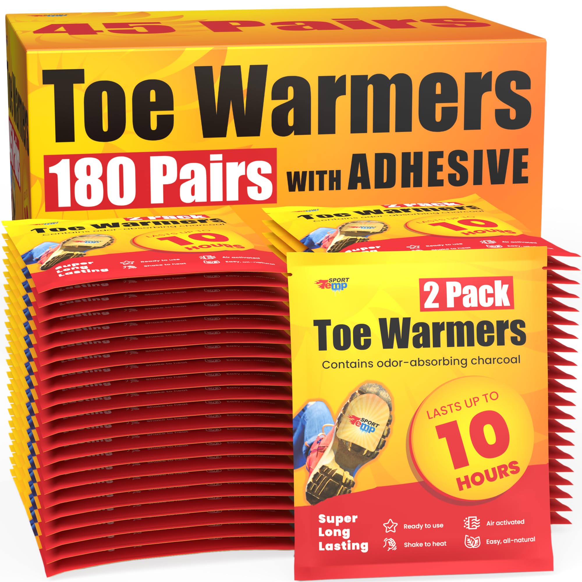 Calentadores de dedos de los pies, hasta 10 horas de calor, fácil de aplicar con adhesivo, ultra finos, fáciles, totalmente naturales, activados por aire, calentadores de dedos calientes sin olor