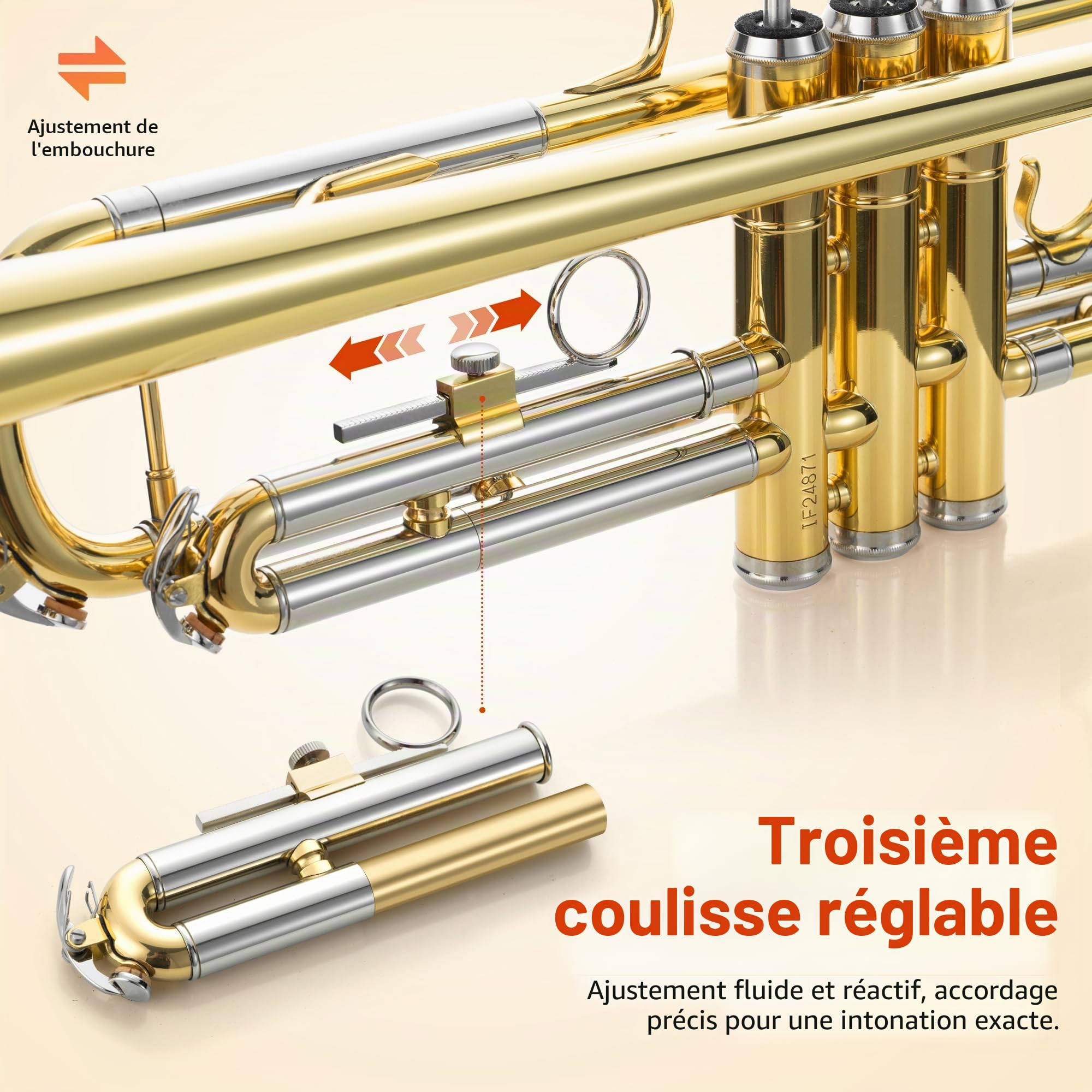 CAHAYA Ensemble de trompette Sib pour étudiant et débutant en laiton avec étui rigide, gants et embouchure
