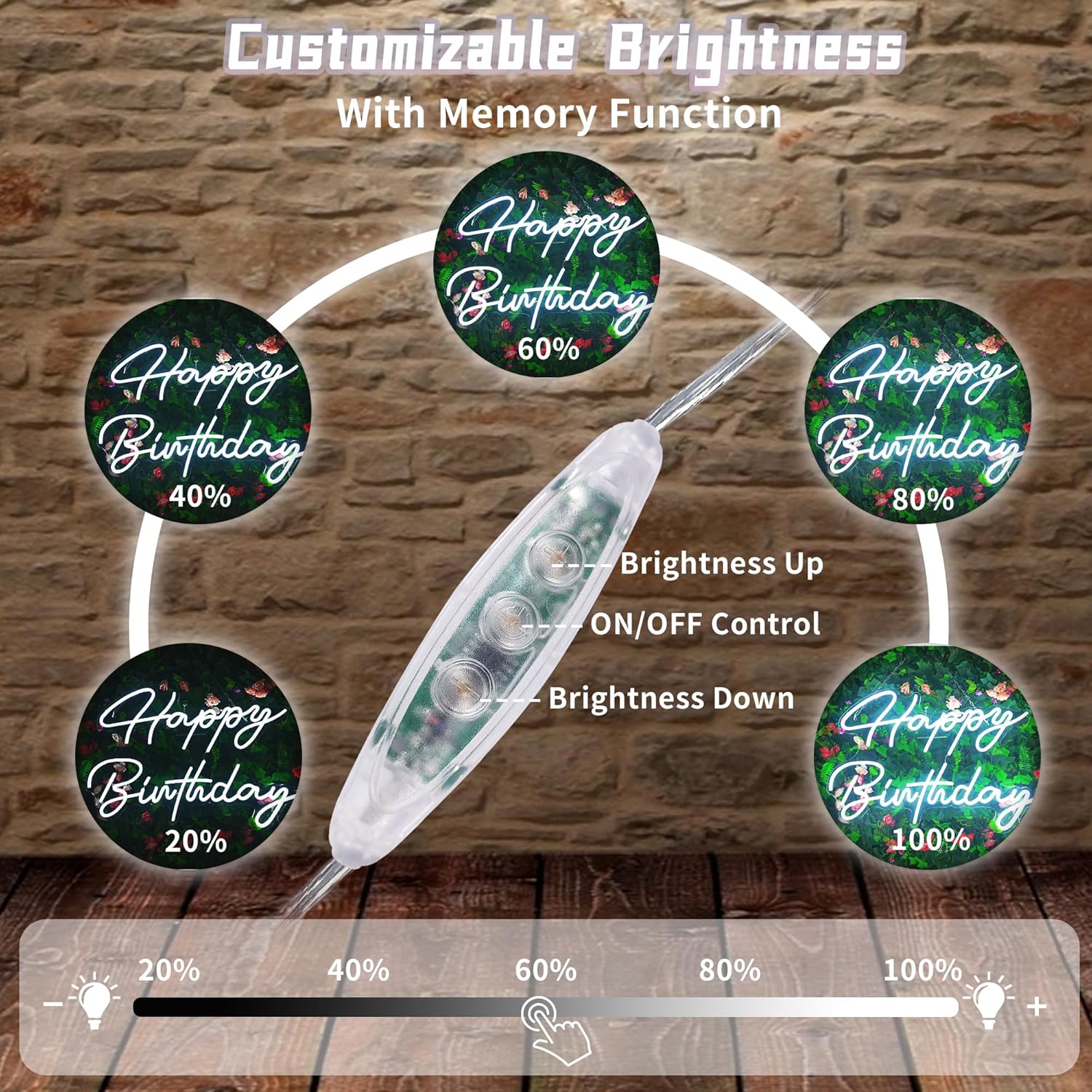 Happy Birthday Neon Sign - Large Happy Birthday Light Up Sign for Wall Decor with USB Powered, Adjustable Brightness Reusable LED Light Sign for All Birthday Party Decoration(16.5 x11inches,White) - Image 3