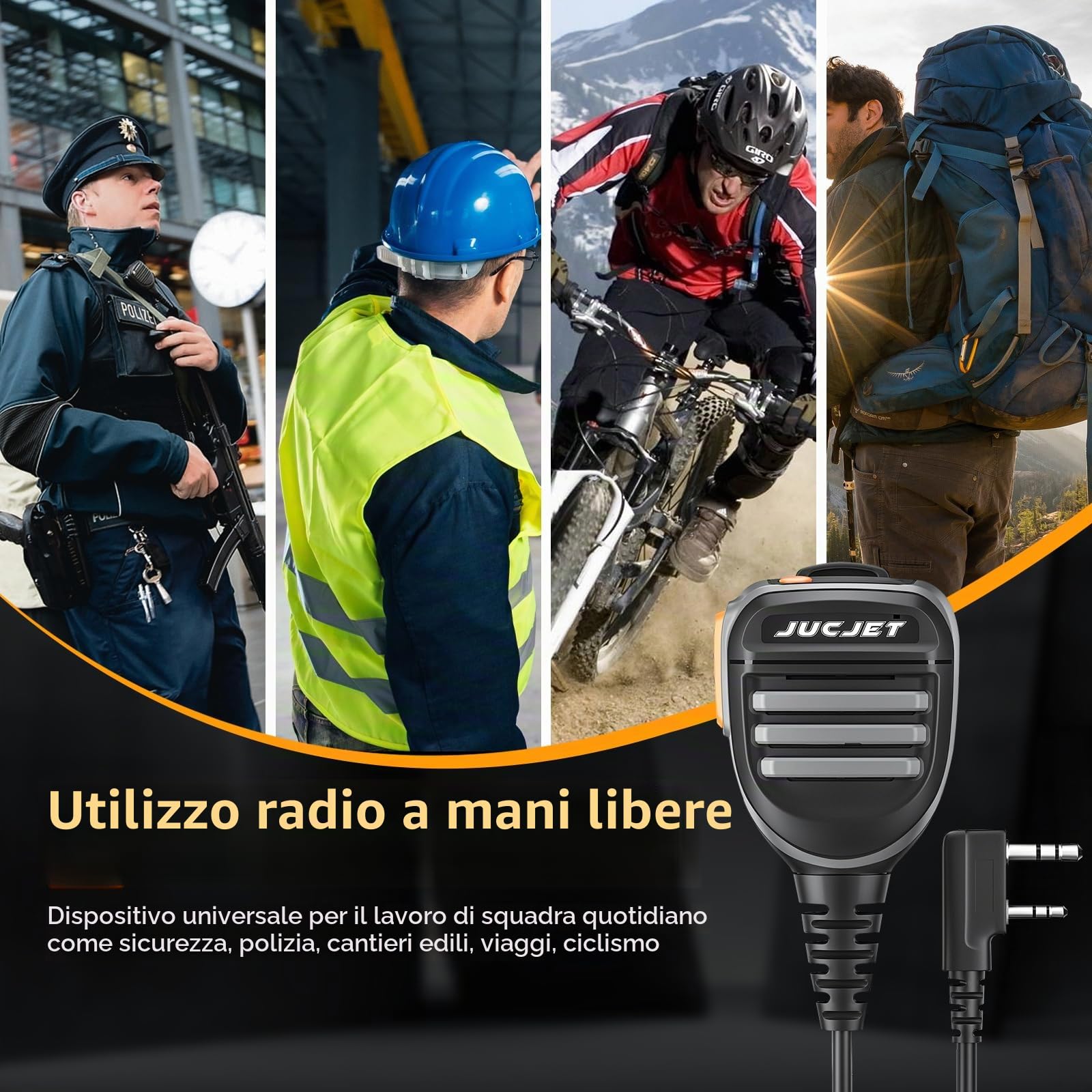 Microfono per altoparlante da spalla per walkie talkie con jack da 3,5 mm per cuffie BF-888s UV-5R UV-82 UV-S9 BF-F8HP UV-10R UV-11R BF-H6 GT-3 GM-15PRO(2 pezzi)
