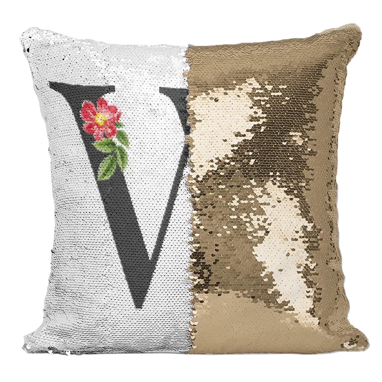 Coussin paillettes doré W Wendy pour décorer une chambre fade