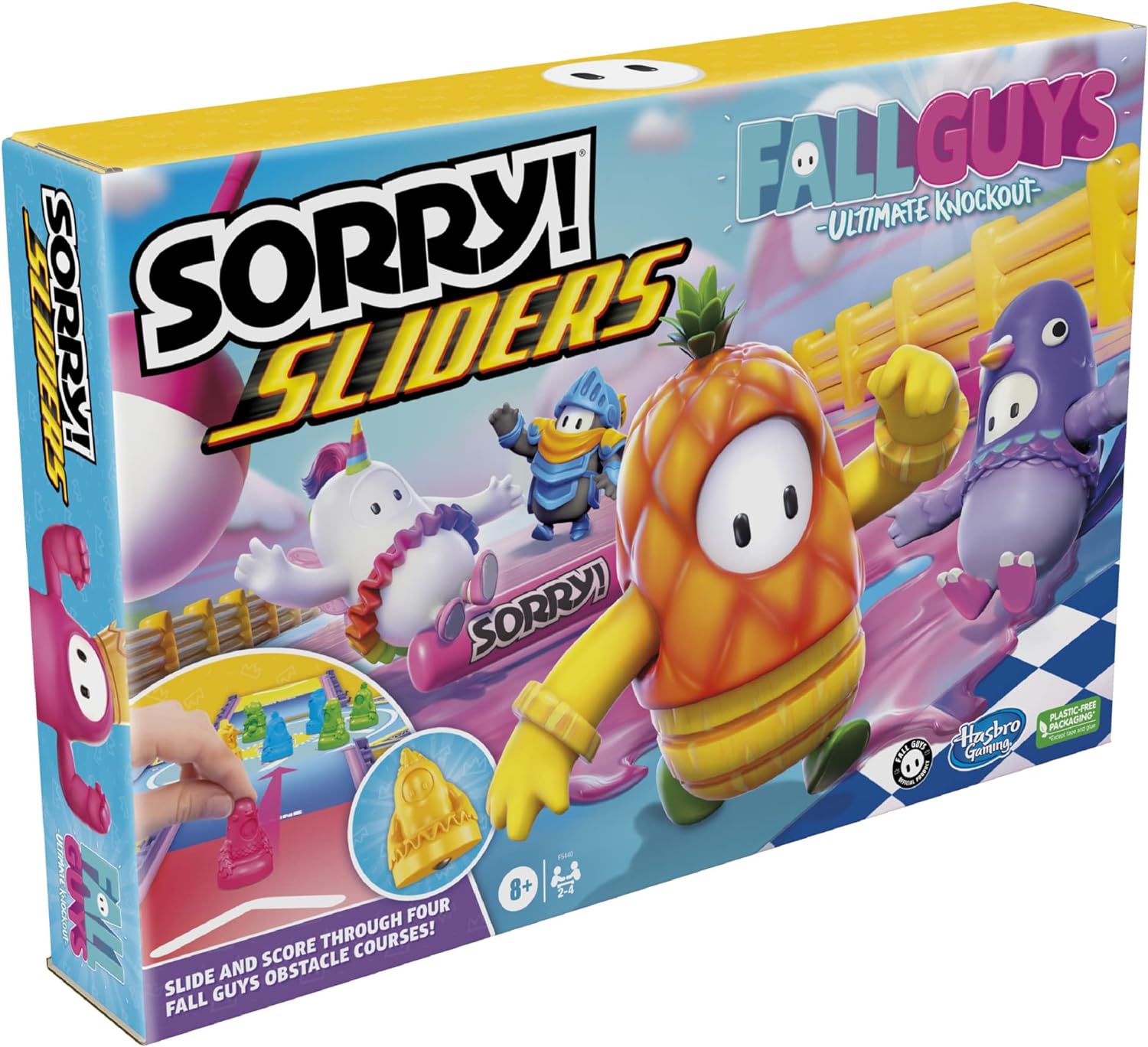 Hasbro Gaming Sorry! Sliders Fall Guys Ultimate Knockout Board Game for Kids Ages 8 and Up, Exciting Twist on The Classic Hasbro Family Board Game