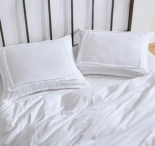 Miniatura 4 de Poppy & Fritz - Funda de edredón tamaño Queen, juego de ropa de cama de algodón para todas las estaciones, peso medio y cierre de cremallera (blanco