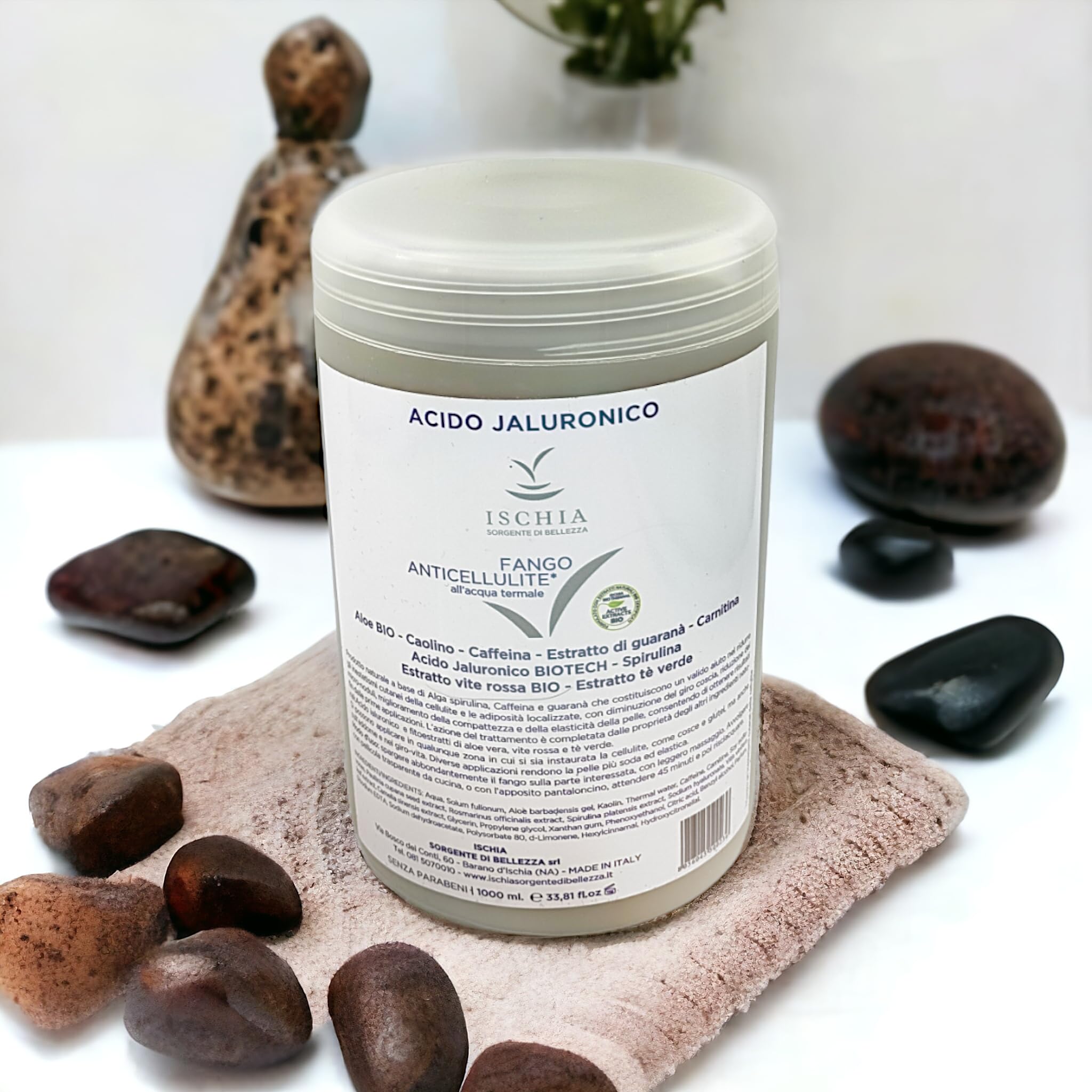 ISB - Fango Termale Anticellulite 1000 ml con Acido Ialuronico Biotech a base di Acqua Termale dell'Isola d'Ischia
