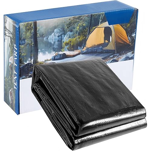 XL Heavy Duty Tarp 7x9 ft - All-Weather Tent 5 Mil Tarp Ground Nails Reinforced Corners Equipped Storage Bag for Truck, Boat, & Outdoor Furniture Covers Resistant Year-Round Use Multipurpose Tarps