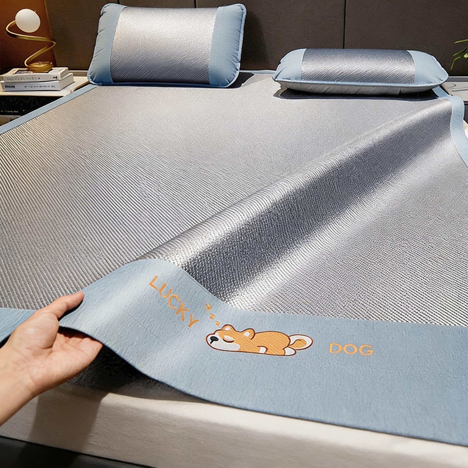 UZAMIRLEX Bamboo Cooling Mattress, Foldable Cooling Bed Mat Set, Ice Silk Breathable, 2-Pack, Multicolor, Multiple Sizes(Blue2,180 * 200cm/70.8 * 78.7in)