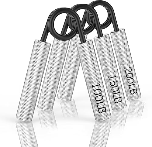 ZEAGUS Entrenador de fuerza de agarre, paquete de 3, fortalecedor de agarre de mano de metal de 100 LB-200 libras, ejercitador de antebrazo